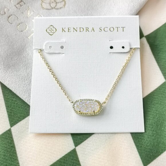 Kendra Scott Elisa Necklace Gold Iridescent Drusy - Picture 1 of 3